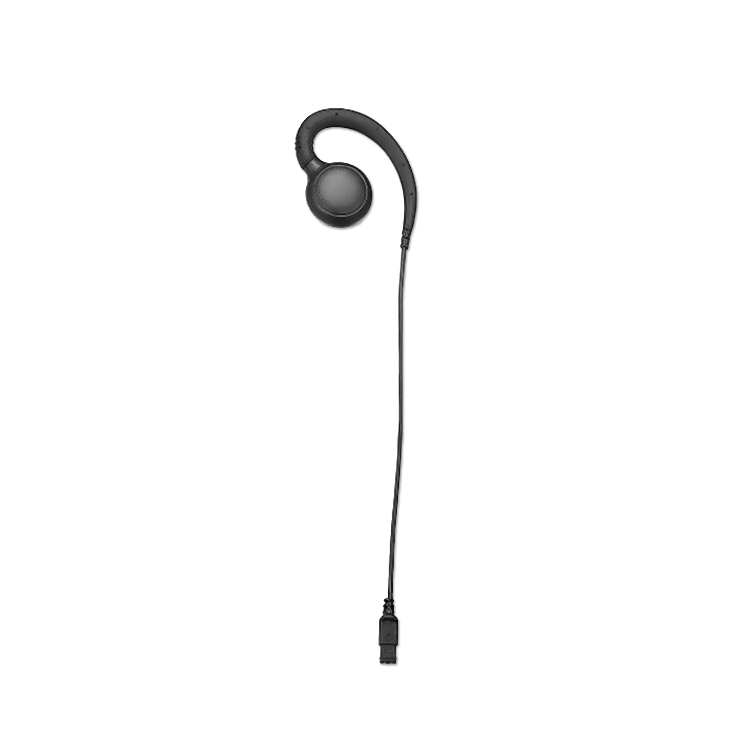 Black earhook earpiece for secure swap system.