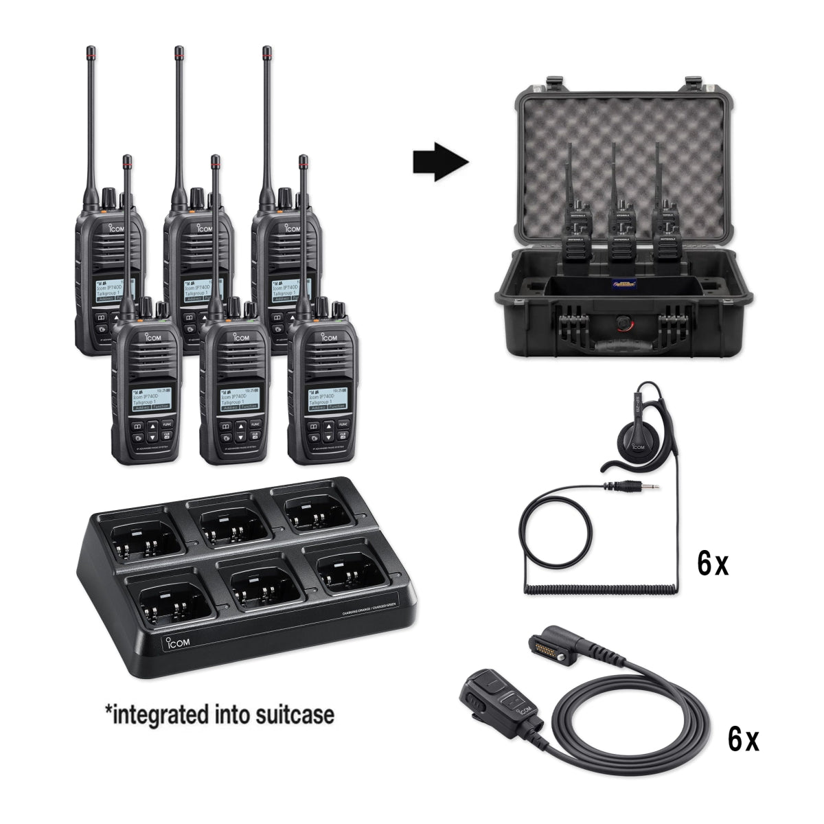 Icom IP740D Hybrid UHF / LTE Two Way Radio - Rapid Deployment Pack - Icom - 