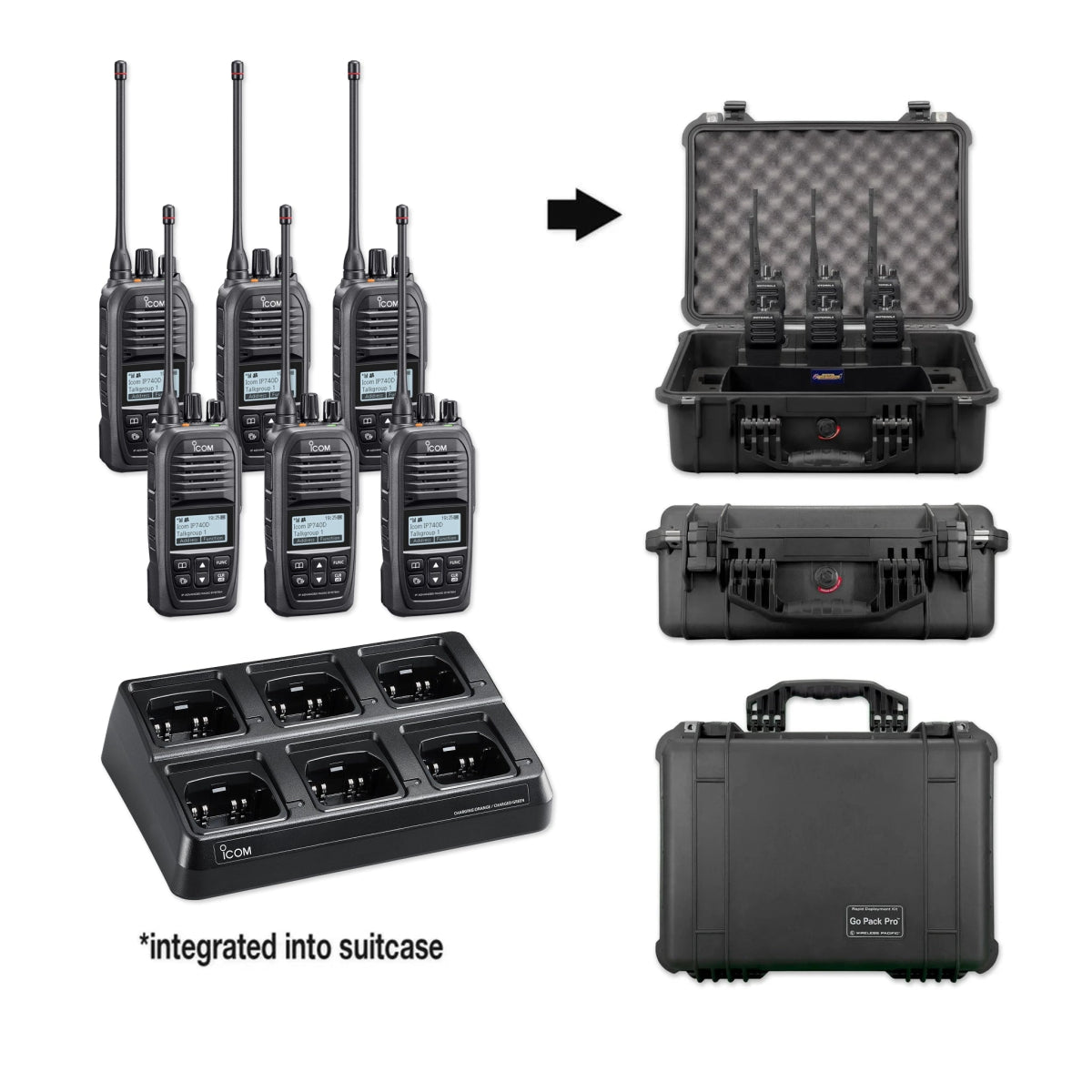 Icom IP740D Hybrid UHF / LTE Two Way Radio - Rapid Deployment Pack - Icom - 
